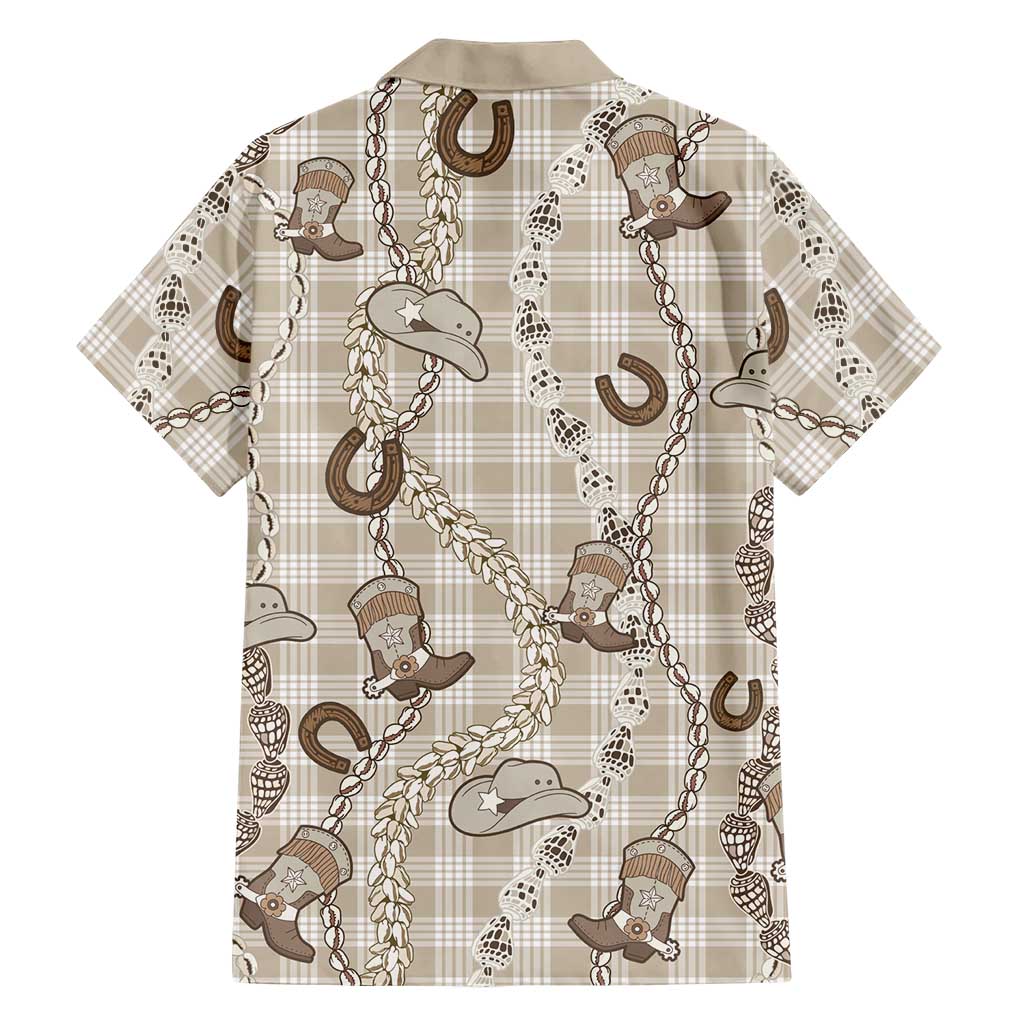 Hawaii Palaka Cowboy Family Matching Long Sleeve Bodycon Dress and Hawaiian Shirt Shell Maile Lei With Western Patterns - Polynesian Pride