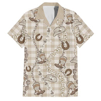 Hawaii Palaka Cowboy Family Matching Off The Shoulder Long Sleeve Dress and Hawaiian Shirt Shell Maile Lei With Western Patterns - Polynesian Pride