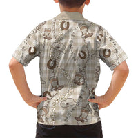 Hawaii Palaka Cowboy Family Matching Tank Maxi Dress and Hawaiian Shirt Shell Maile Lei With Western Patterns - Polynesian Pride