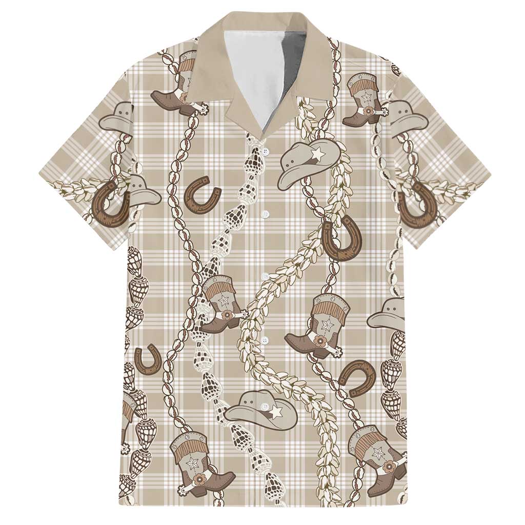 Hawaii Palaka Cowboy Hawaiian Shirt Shell Maile Lei With Western Patterns - Polynesian Pride