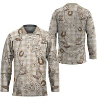 Hawaii Palaka Cowboy Hockey Jersey Shell Maile Lei With Western Patterns - Polynesian Pride