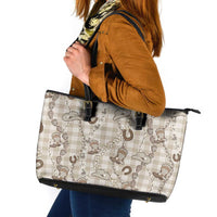 Hawaii Palaka Cowboy Leather Tote Bag Shell Maile Lei With Western Patterns - Polynesian Pride