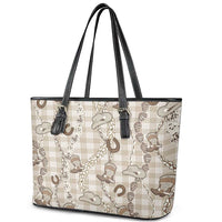 Hawaii Palaka Cowboy Leather Tote Bag Shell Maile Lei With Western Patterns - Polynesian Pride