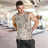 Hawaii Palaka Cowboy Men Tank Top Shell Maile Lei With Western Patterns - Polynesian Pride