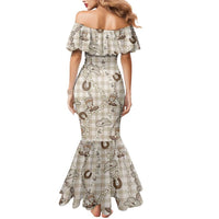 Hawaii Palaka Cowboy Mermaid Dress Shell Maile Lei With Western Patterns - Polynesian Pride