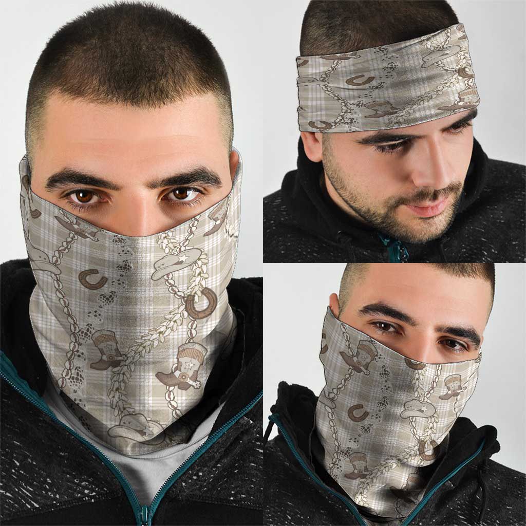 Hawaii Palaka Cowboy Neck Gaiter Shell Maile Lei With Western Patterns - Polynesian Pride