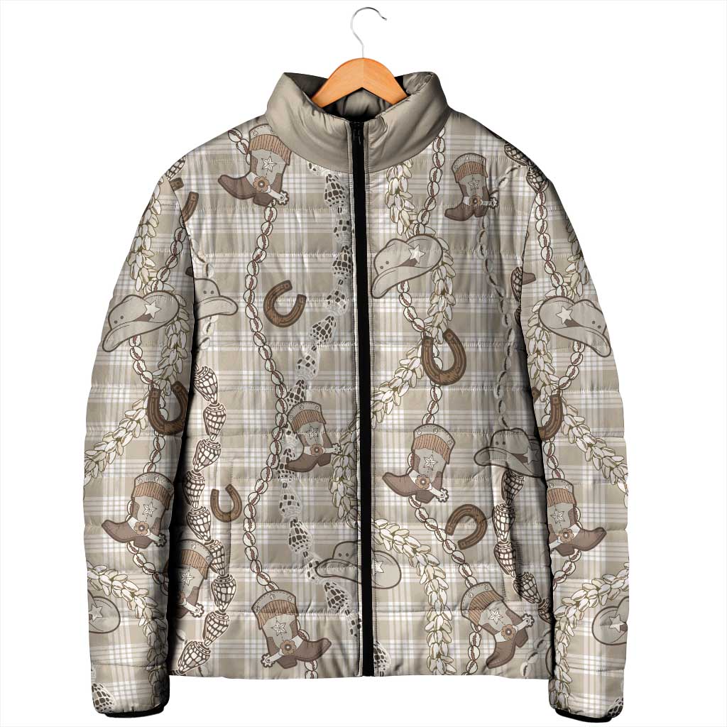 Hawaii Palaka Cowboy Padded Jacket Shell Maile Lei With Western Patterns - Polynesian Pride