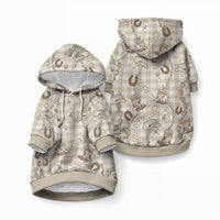 Hawaii Palaka Cowboy Pet Hoodie Shell Maile Lei With Western Patterns DT05 Pullover Beige - Polynesian Pride