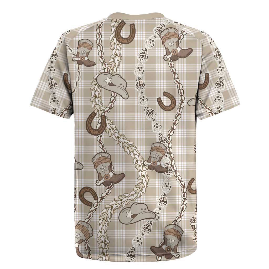 Hawaii Palaka Cowboy Rugby Jersey Shell Maile Lei With Western Patterns - Polynesian Pride