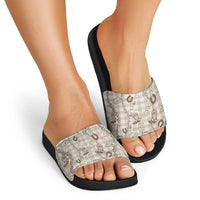 Hawaii Palaka Cowboy Slide Sandals Shell Maile Lei With Western Patterns - Polynesian Pride
