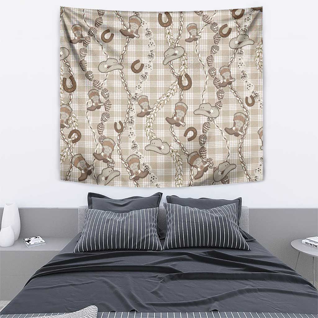 Hawaii Palaka Cowboy Tapestry Shell Maile Lei With Western Patterns - Polynesian Pride