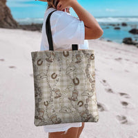 Hawaii Palaka Cowboy Tote Bag Shell Maile Lei With Western Patterns - Polynesian Pride