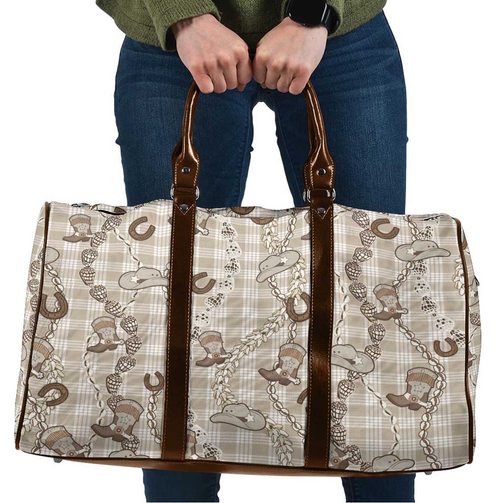 Hawaii Palaka Cowboy Travel Bag Shell Maile Lei With Western Patterns - Polynesian Pride