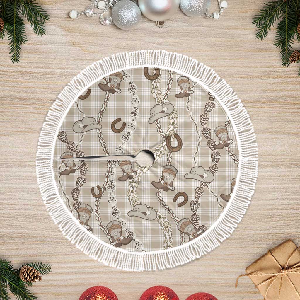 Hawaii Palaka Cowboy Tree Skirt Shell Maile Lei With Western Patterns - Polynesian Pride
