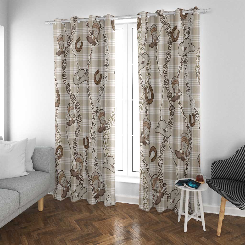 Hawaii Palaka Cowboy Window Curtain Shell Maile Lei With Western Patterns - Polynesian Pride