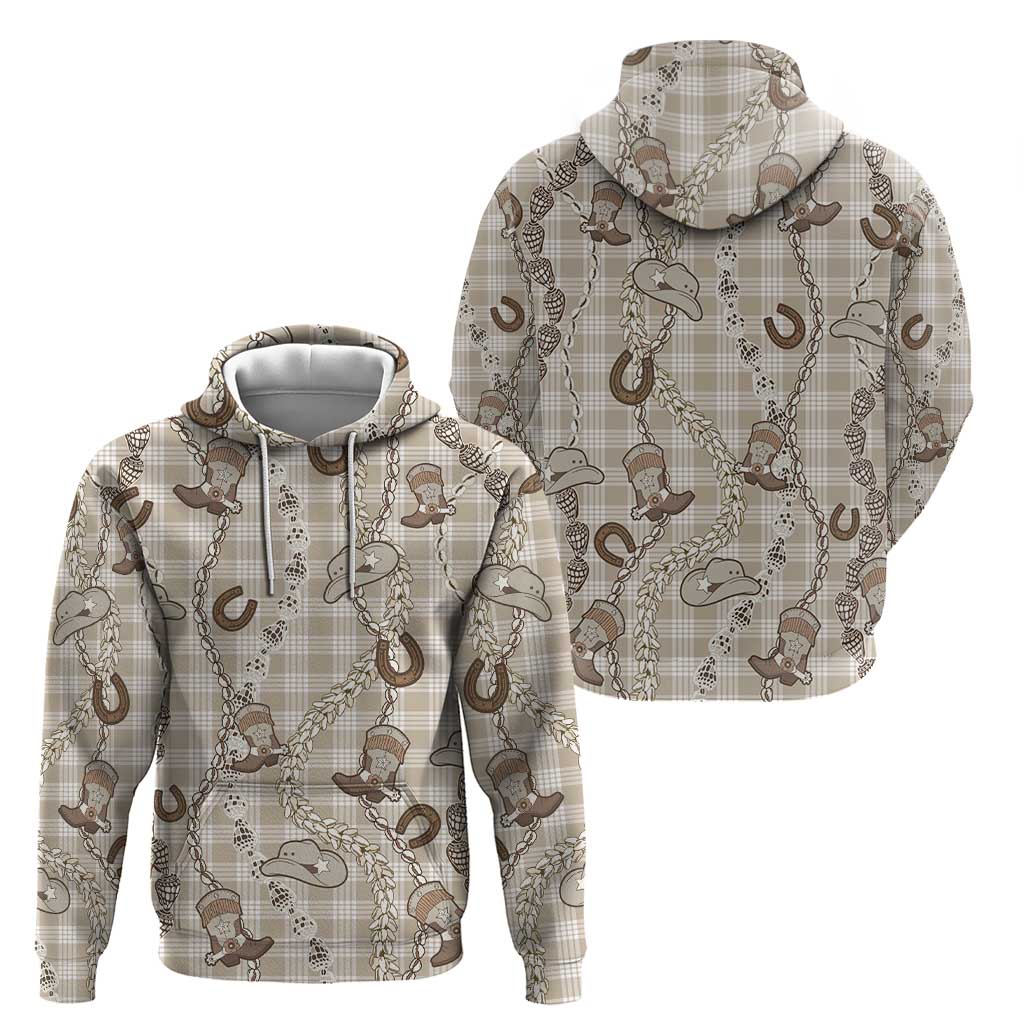Hawaii Palaka Cowboy Zip Hoodie Shell Maile Lei With Western Patterns - Polynesian Pride