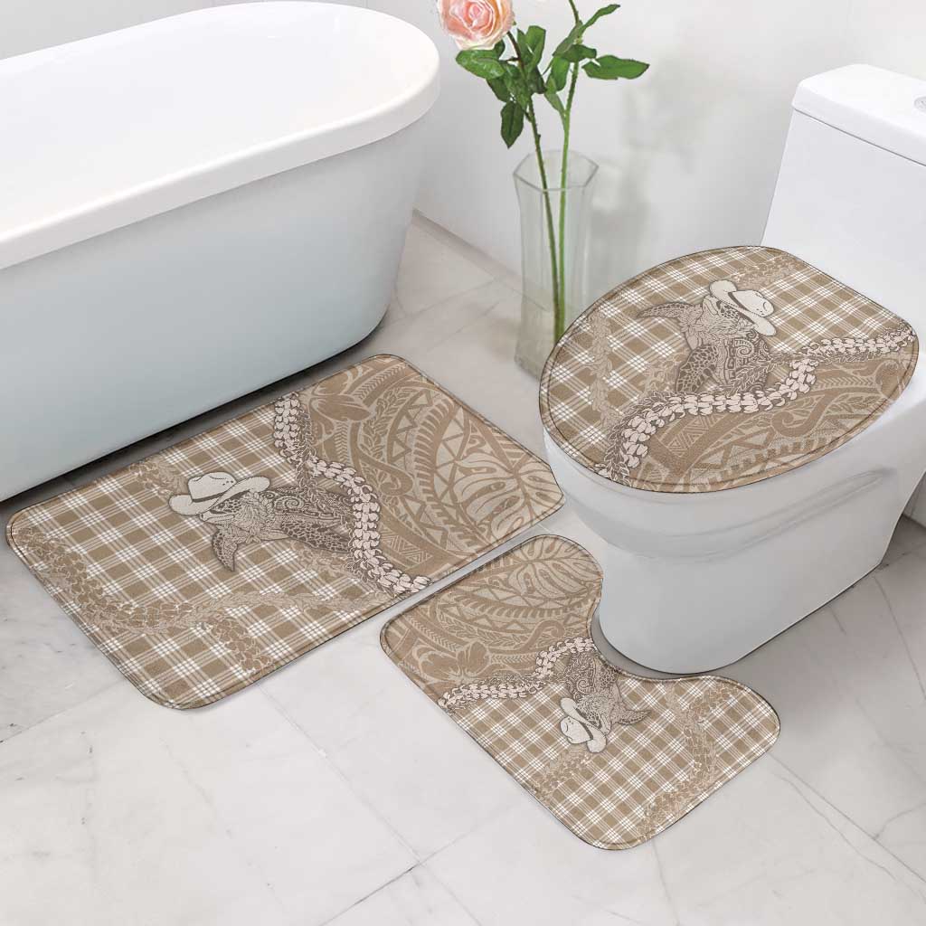 Beige Hawaii Palaka Cowboy Turtle Bathroom Set Hawaiian Paniolo Puakenikeni Maile Lei DT05 - Polynesian Pride
