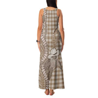 Beige Hawaii Palaka Cowboy Turtle Family Matching Tank Maxi Dress and Hawaiian Shirt Hawaiian Paniolo Puakenikeni Maile Lei DT05 - Polynesian Pride