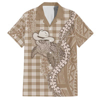 Beige Hawaii Palaka Cowboy Turtle Hawaiian Shirt Hawaiian Paniolo Puakenikeni Maile Lei - Polynesian Pride