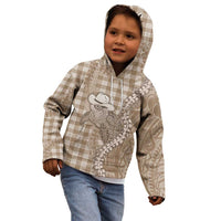 Beige Hawaii Palaka Cowboy Turtle Kid Hoodie Hawaiian Paniolo Puakenikeni Maile Lei DT05 - Polynesian Pride