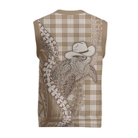 Beige Hawaii Palaka Cowboy Turtle Christmas Knitted V-Neck Vest Hawaiian Paniolo Puakenikeni Maile Lei DT05 - Polynesian Pride