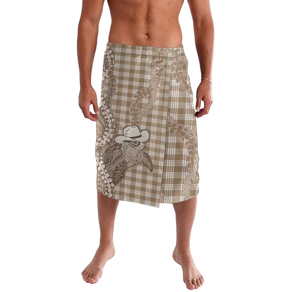 Beige Hawaii Palaka Cowboy Turtle Lavalava Hawaiian Paniolo Puakenikeni Maile Lei - Polynesian Pride