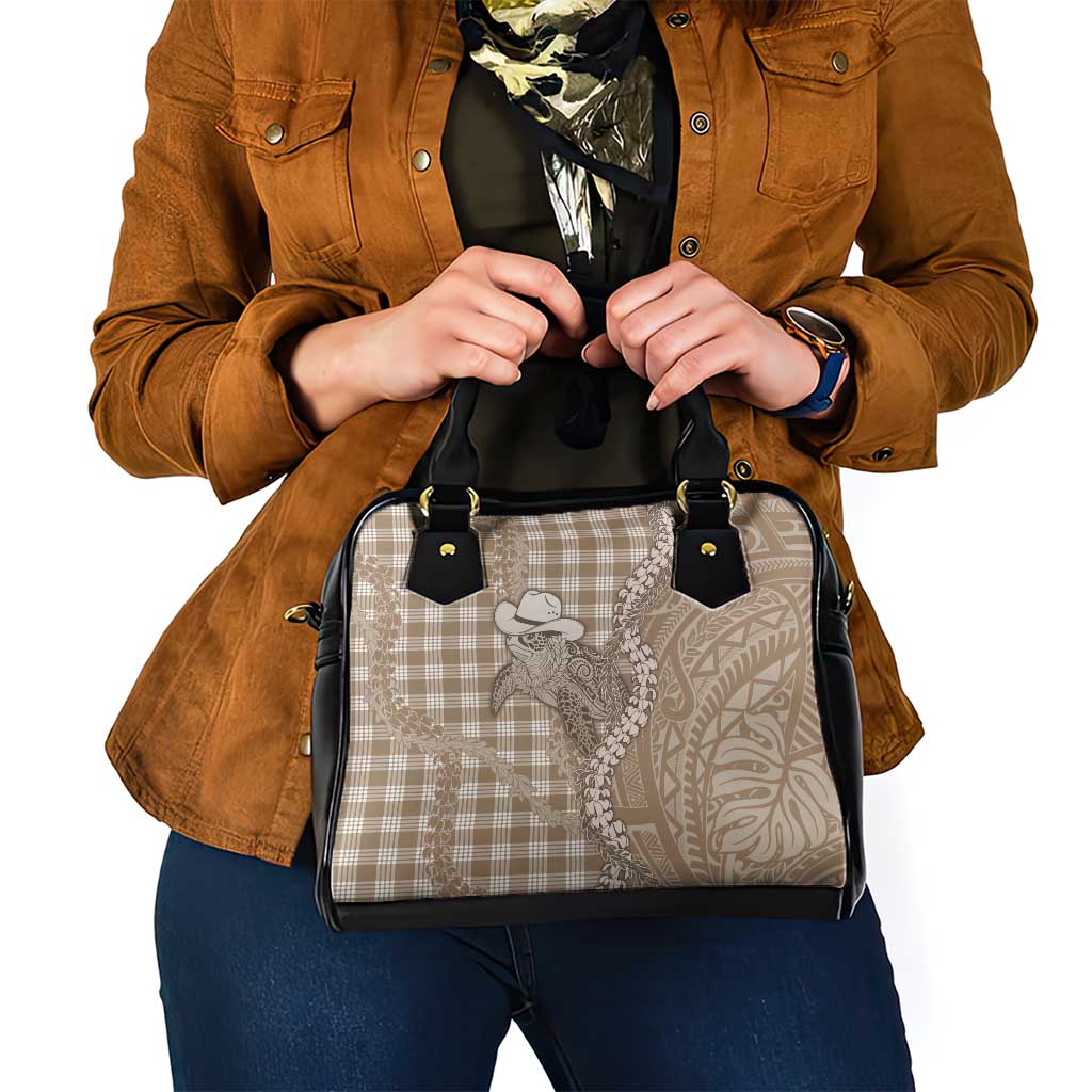 Beige Hawaii Palaka Cowboy Turtle Shoulder Handbag Hawaiian Paniolo Puakenikeni Maile Lei - Polynesian Pride