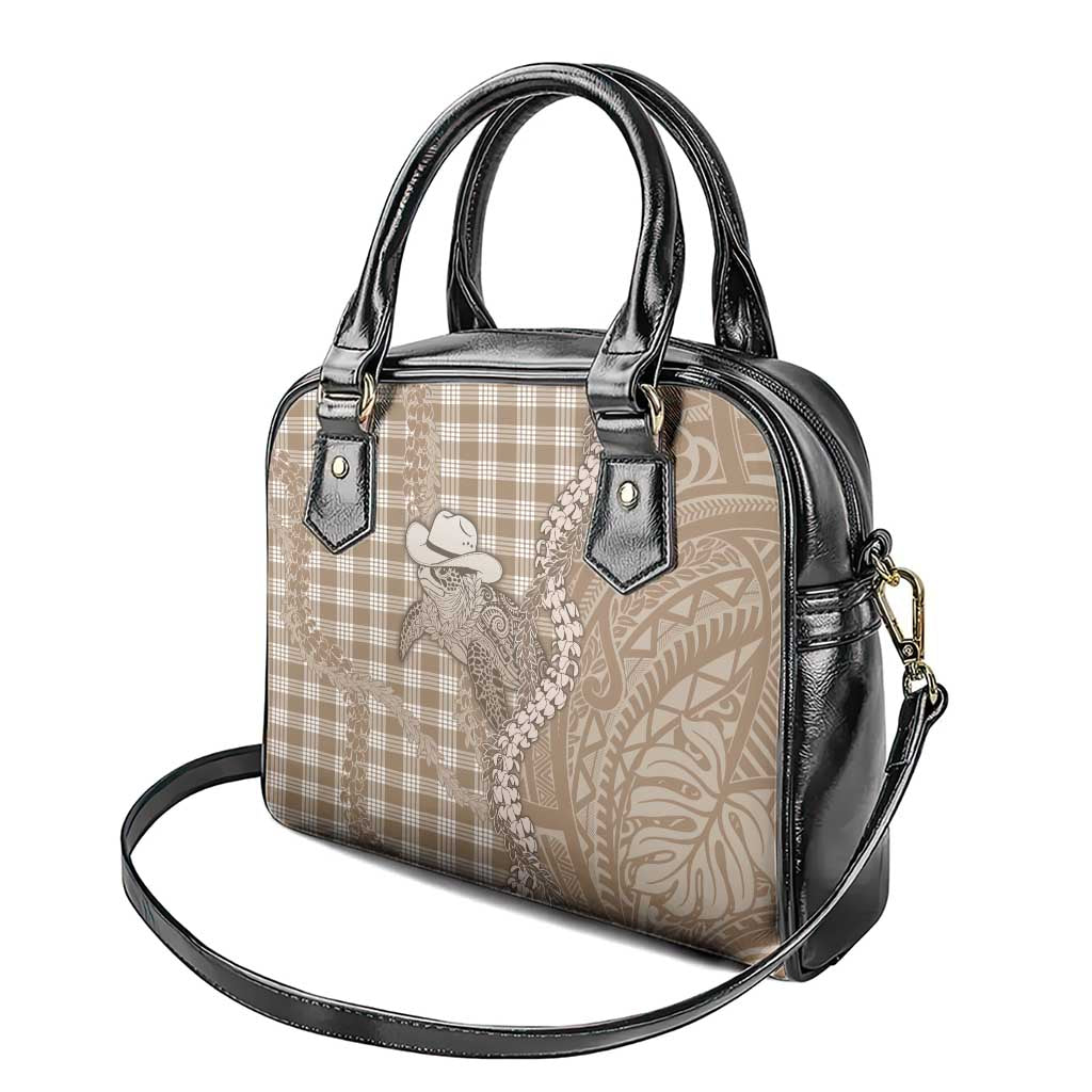 Beige Hawaii Palaka Cowboy Turtle Shoulder Handbag Hawaiian Paniolo Puakenikeni Maile Lei - Polynesian Pride