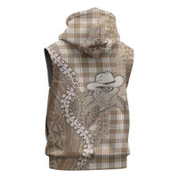 Beige Hawaii Palaka Cowboy Turtle Sleeveless Zip Hoodie Hawaiian Paniolo Puakenikeni Maile Lei DT05 - Polynesian Pride