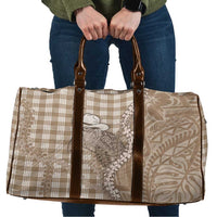 Beige Hawaii Palaka Cowboy Turtle Travel Bag Hawaiian Paniolo Puakenikeni Maile Lei - Polynesian Pride