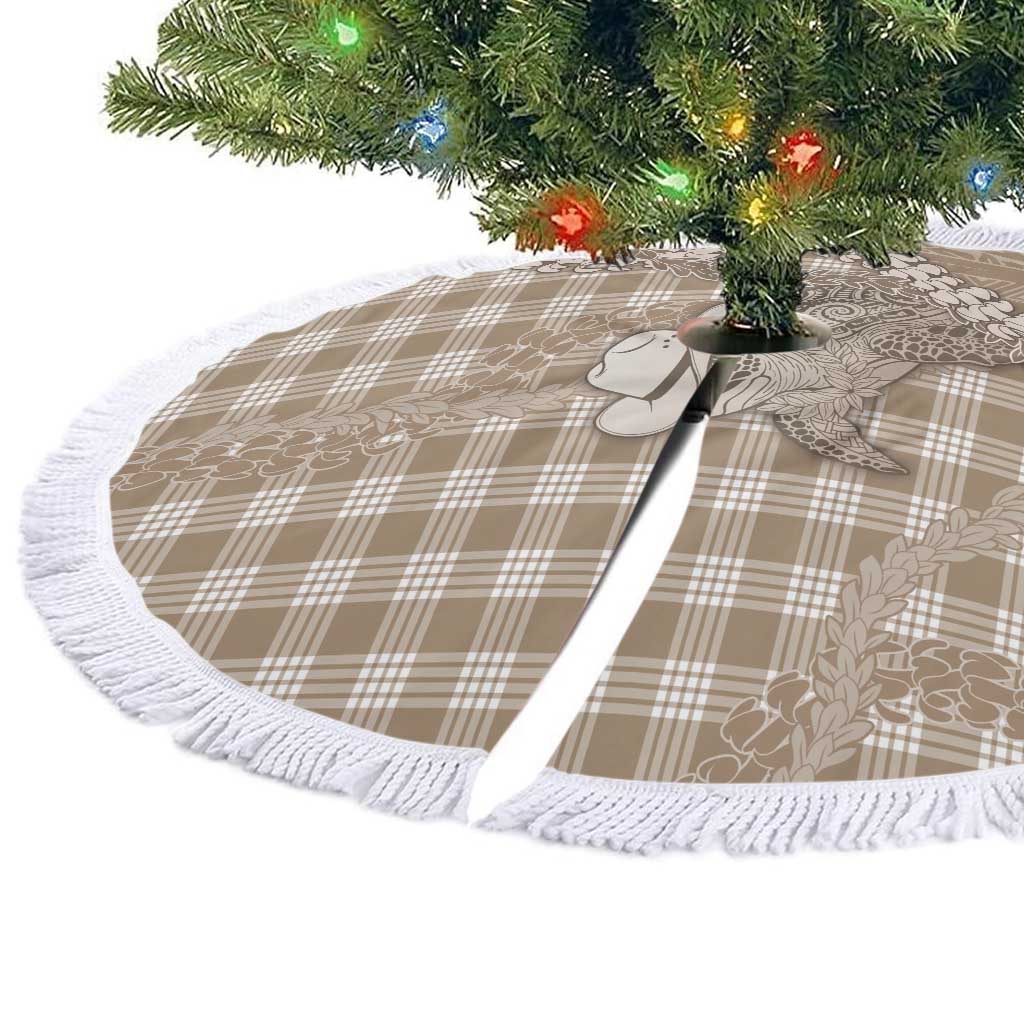 Beige Hawaii Palaka Cowboy Turtle Tree Skirt Hawaiian Paniolo Puakenikeni Maile Lei - Polynesian Pride
