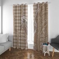 Beige Hawaii Palaka Cowboy Turtle Window Curtain Hawaiian Paniolo Puakenikeni Maile Lei - Polynesian Pride