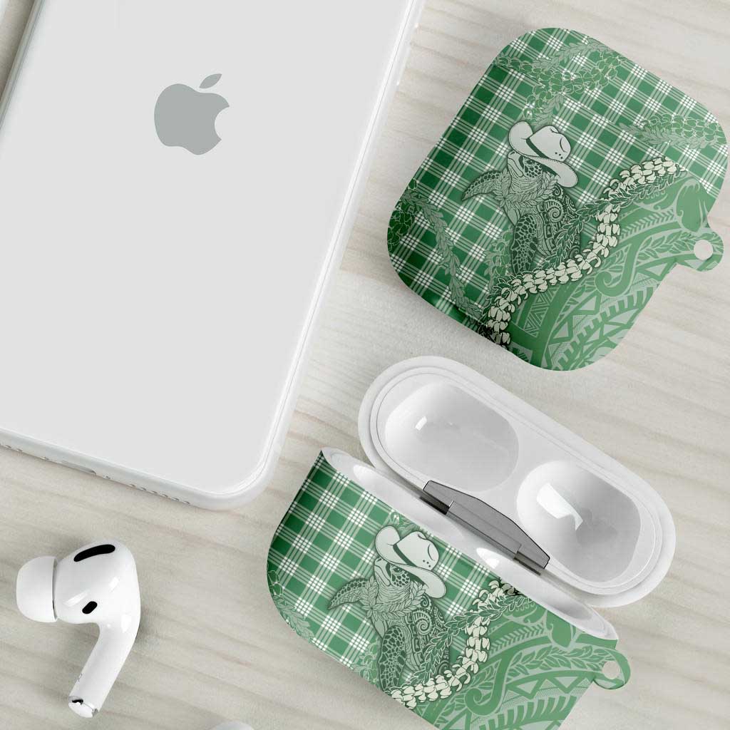 Green Hawaii Palaka Cowboy Turtle AirPods Case Hawaiian Paniolo Puakenikeni Maile Lei - Polynesian Pride