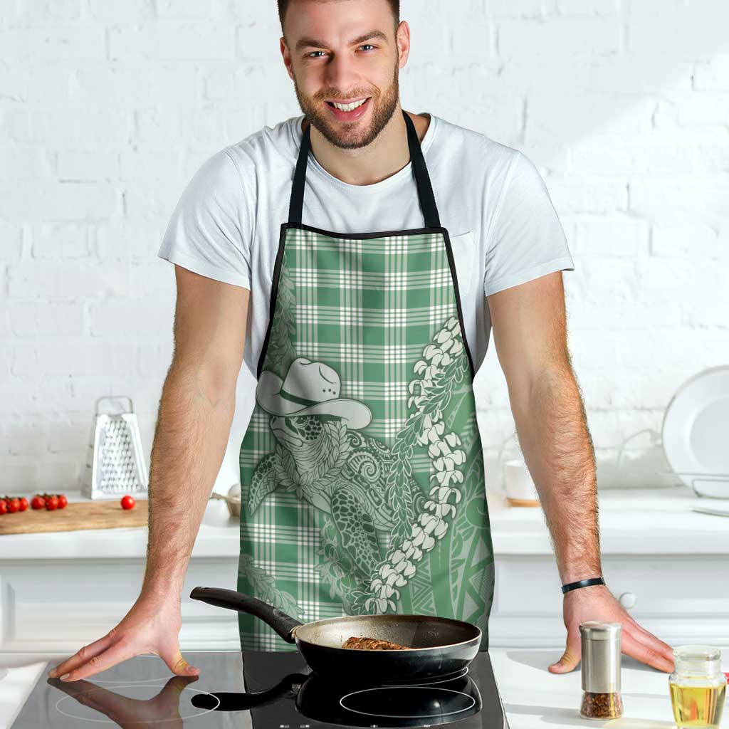 Green Hawaii Palaka Cowboy Turtle Apron Hawaiian Paniolo Puakenikeni Maile Lei - Polynesian Pride