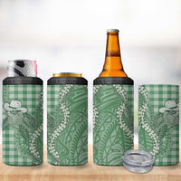 Green Hawaii Palaka Cowboy Turtle 4 in 1 Can Cooler Tumbler Hawaiian Paniolo Puakenikeni Maile Lei DT05 - Polynesian Pride