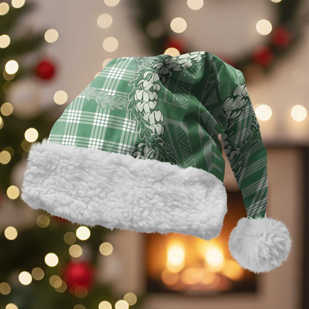 Green Hawaii Palaka Cowboy Turtle Christmas Santa Hat Hawaiian Paniolo Puakenikeni Maile Lei - Polynesian Pride