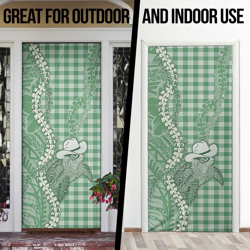 Green Hawaii Palaka Cowboy Turtle Door Cover Hawaiian Paniolo Puakenikeni Maile Lei - Polynesian Pride