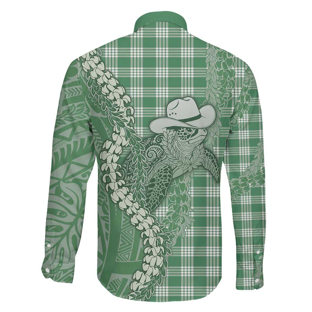 Green Hawaii Palaka Cowboy Turtle Family Matching Mermaid Dress and Hawaiian Shirt Hawaiian Paniolo Puakenikeni Maile Lei DT05 - Polynesian Pride