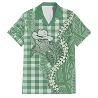 Green Hawaii Palaka Cowboy Turtle Family Matching Summer Maxi Dress and Hawaiian Shirt Hawaiian Paniolo Puakenikeni Maile Lei DT05 Dad's Shirt - Short Sleeve Green - Polynesian Pride