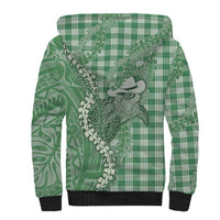 Green Hawaii Palaka Cowboy Turtle Sherpa Hoodie Hawaiian Paniolo Puakenikeni Maile Lei DT05 - Polynesian Pride