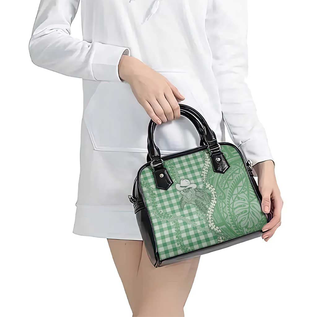 Green Hawaii Palaka Cowboy Turtle Shoulder Handbag Hawaiian Paniolo Puakenikeni Maile Lei - Polynesian Pride