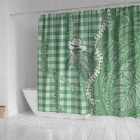 Green Hawaii Palaka Cowboy Turtle Shower Curtain Hawaiian Paniolo Puakenikeni Maile Lei DT05 - Polynesian Pride