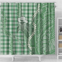 Green Hawaii Palaka Cowboy Turtle Shower Curtain Hawaiian Paniolo Puakenikeni Maile Lei DT05 - Polynesian Pride