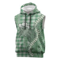 Green Hawaii Palaka Cowboy Turtle Sleeveless Hoodie Hawaiian Paniolo Puakenikeni Maile Lei DT05 Green - Polynesian Pride