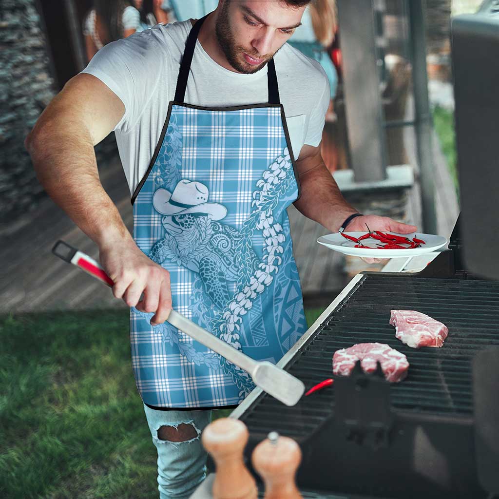 Blue Hawaii Palaka Cowboy Turtle Apron Hawaiian Paniolo Puakenikeni Maile Lei - Polynesian Pride