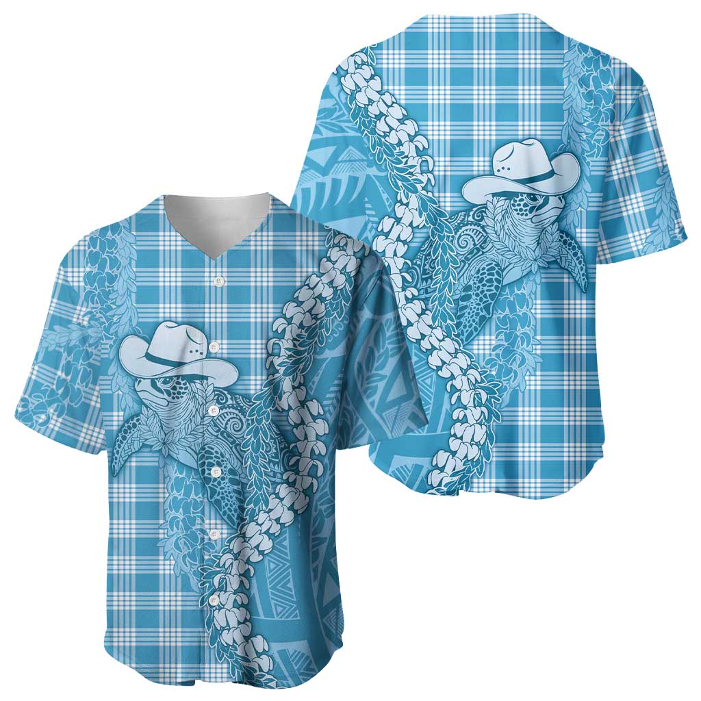 Blue Hawaii Palaka Cowboy Turtle Baseball Jersey Hawaiian Paniolo Puakenikeni Maile Lei DT05 - Polynesian Pride