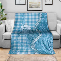 Blue Hawaii Palaka Cowboy Turtle Blanket Hawaiian Paniolo Puakenikeni Maile Lei DT05 - Polynesian Pride