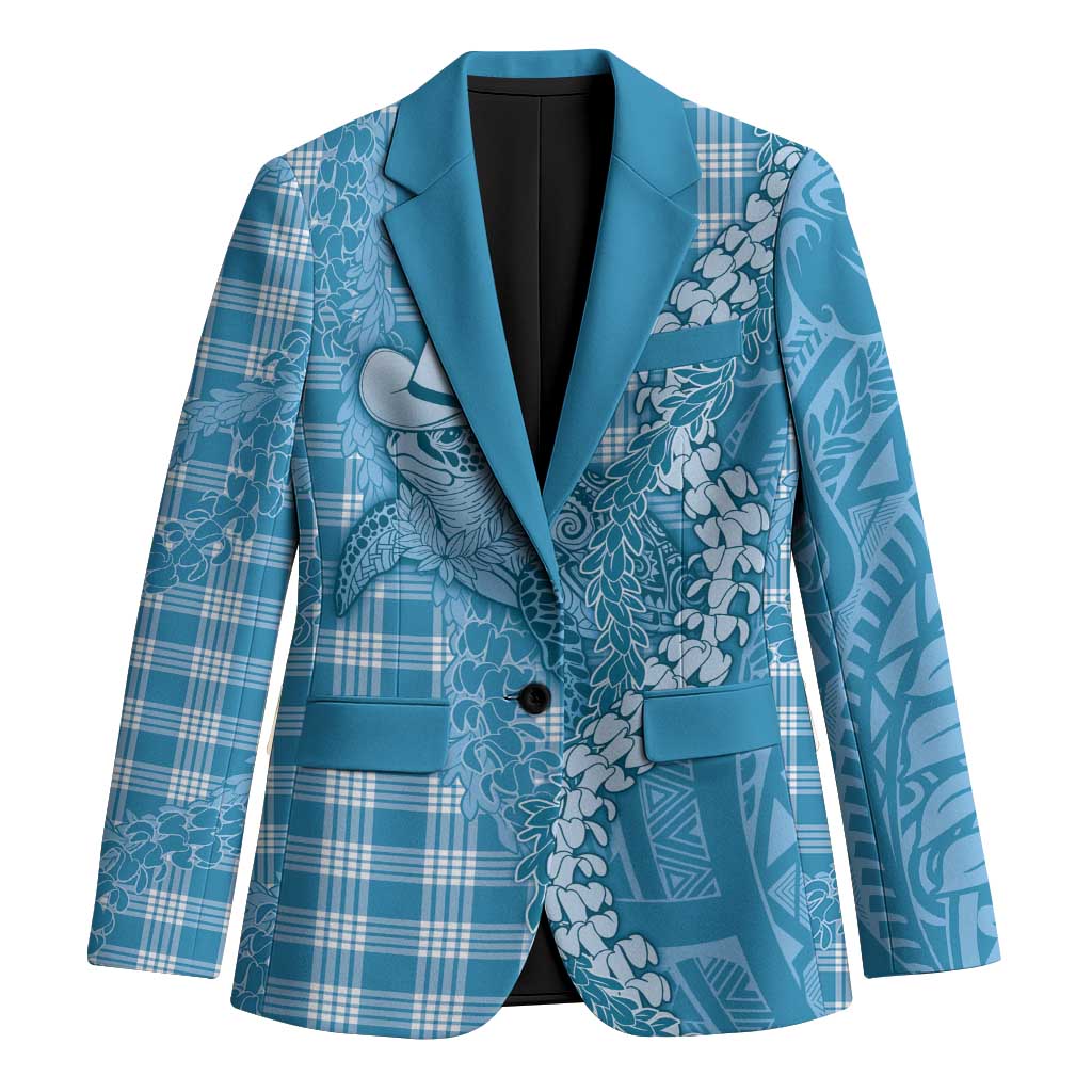 Blue Hawaii Palaka Cowboy Turtle Blazer Hawaiian Paniolo Puakenikeni Maile Lei DT05 Unisex Blue - Polynesian Pride