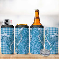 Blue Hawaii Palaka Cowboy Turtle 4 in 1 Can Cooler Tumbler Hawaiian Paniolo Puakenikeni Maile Lei DT05 - Polynesian Pride