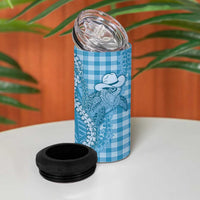 Blue Hawaii Palaka Cowboy Turtle 4 in 1 Can Cooler Tumbler Hawaiian Paniolo Puakenikeni Maile Lei DT05 - Polynesian Pride